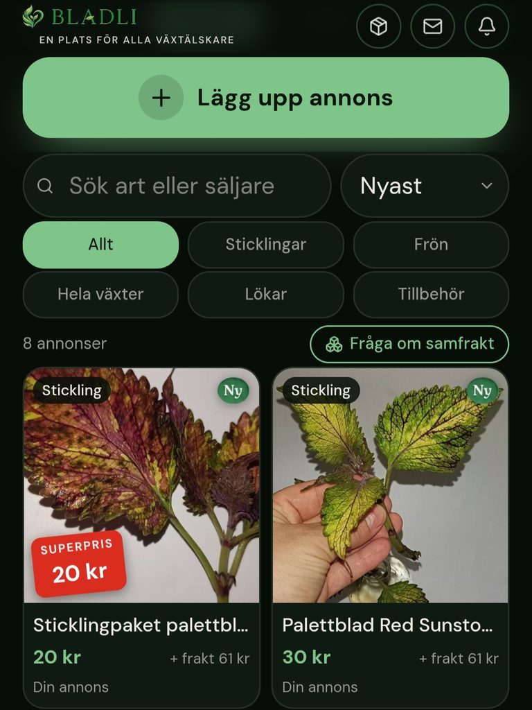 Skärmbild: Till salu