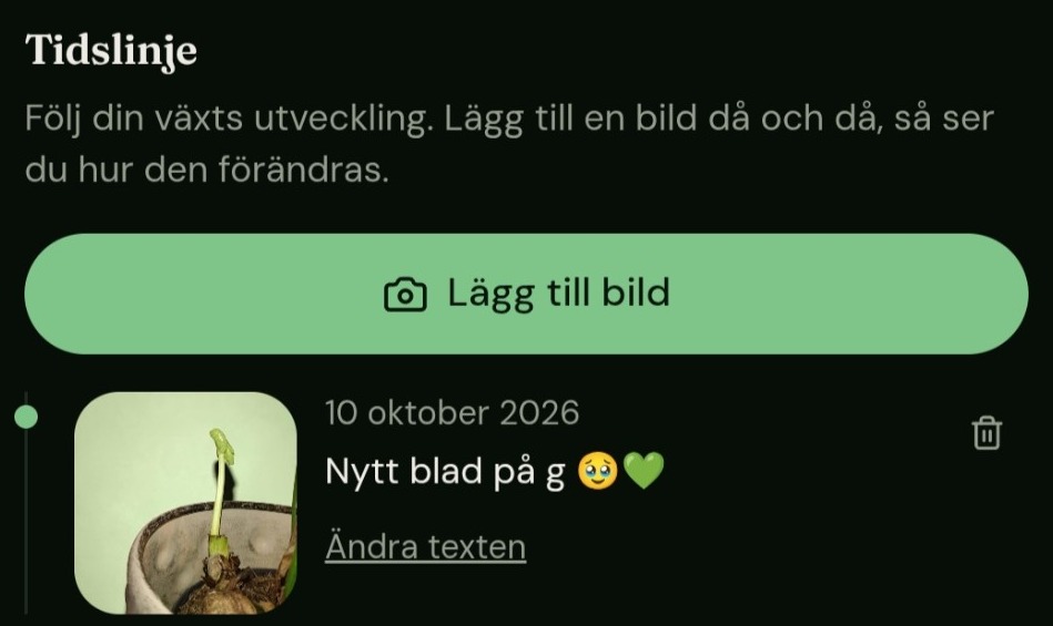 Tidslinjen ligger längre ned på växtens sida.